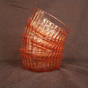 Set of 4 Pink Swirl Glass Tableware Bowls by Fortecrisa Mexico